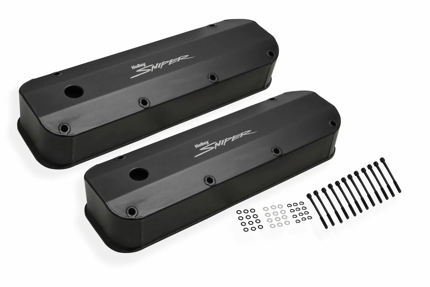 Sniper Fabricated Aluminum Valve Cover - Ford Big Block - Black Finish - 890007B